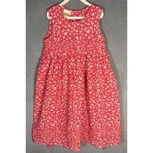 Vintage Laura Ashley Mother & Child Red Floral 100% Cotton Corduroy Dress Size 7